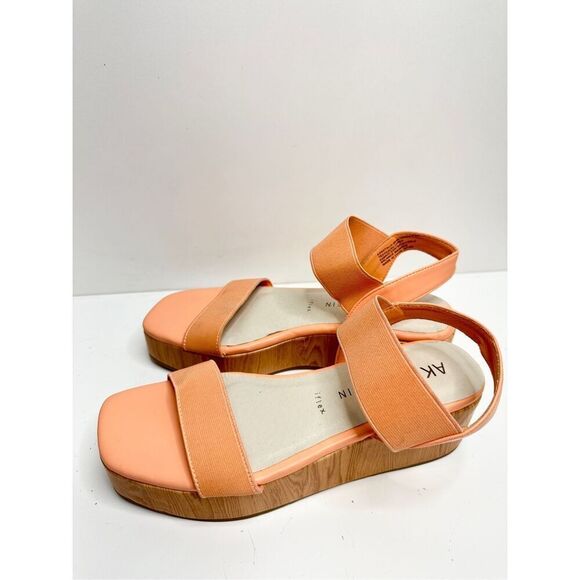 Ann Klein Sandals‎ Size 6.5 Orange Slip On Platform Open Square Toe Summer Shoes - Picture 2 of 11